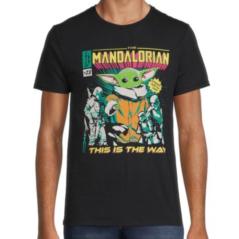 Men's Star Wars The Mandalorian Comic Book Cover Graphic Print T-Shirt